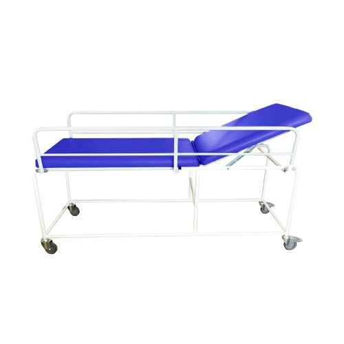 Profil boczny wózka KZ-CH z podniesionym oparciem i metalową konstrukcją.