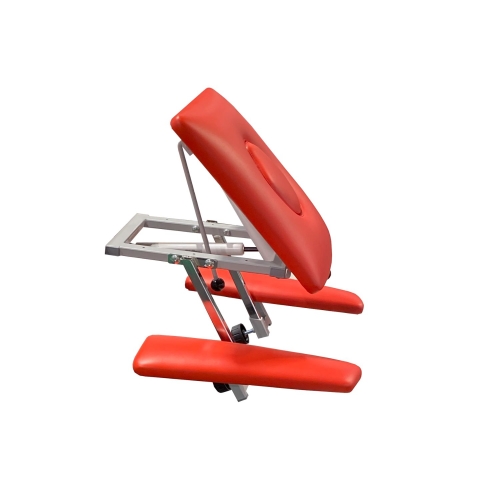 Zagłówek do masażu KINESIS z regulowaną podporą i tapicerką w kolorze czerwonym.