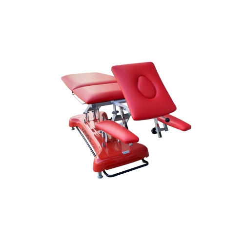 Zagłówek KINESIS zamontowany na stole do masażu z regulacją nachylenia.