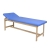 Leżanka drewniana KLD2 z regulowanym oparciem i niebieską tapicerką.