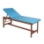 Leżanka drewniana KLD3 z regulowanym oparciem i niebieską tapicerką, kolor orzech.
